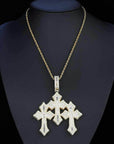 Heavy Triple Cross Pendant - Gold【無料チェーン付属】