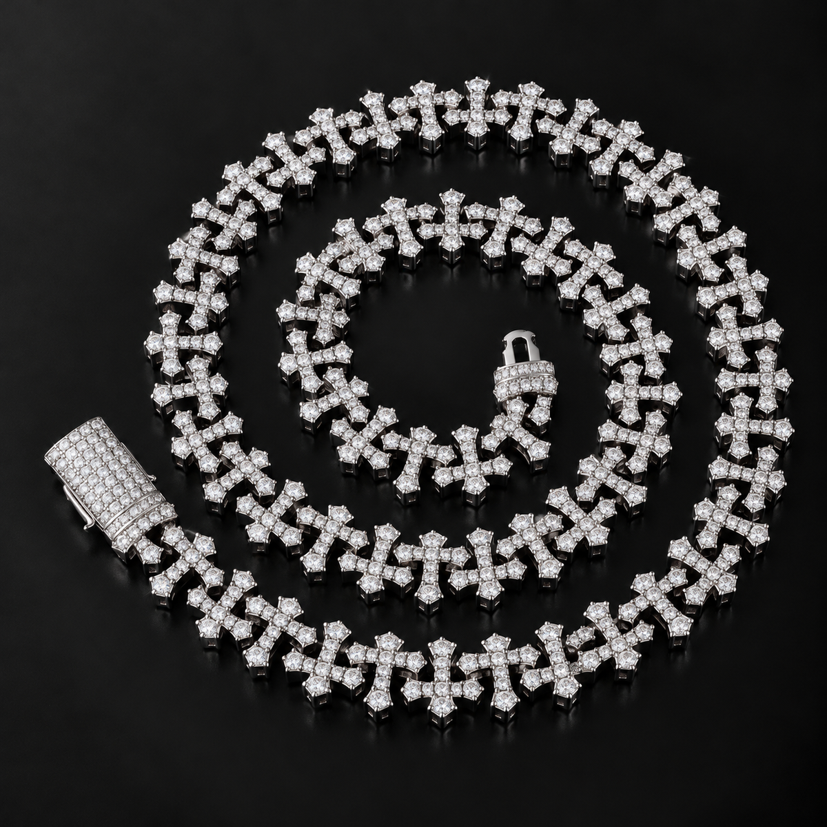 ICED CROSS LINK NECKLESS - SILVER
