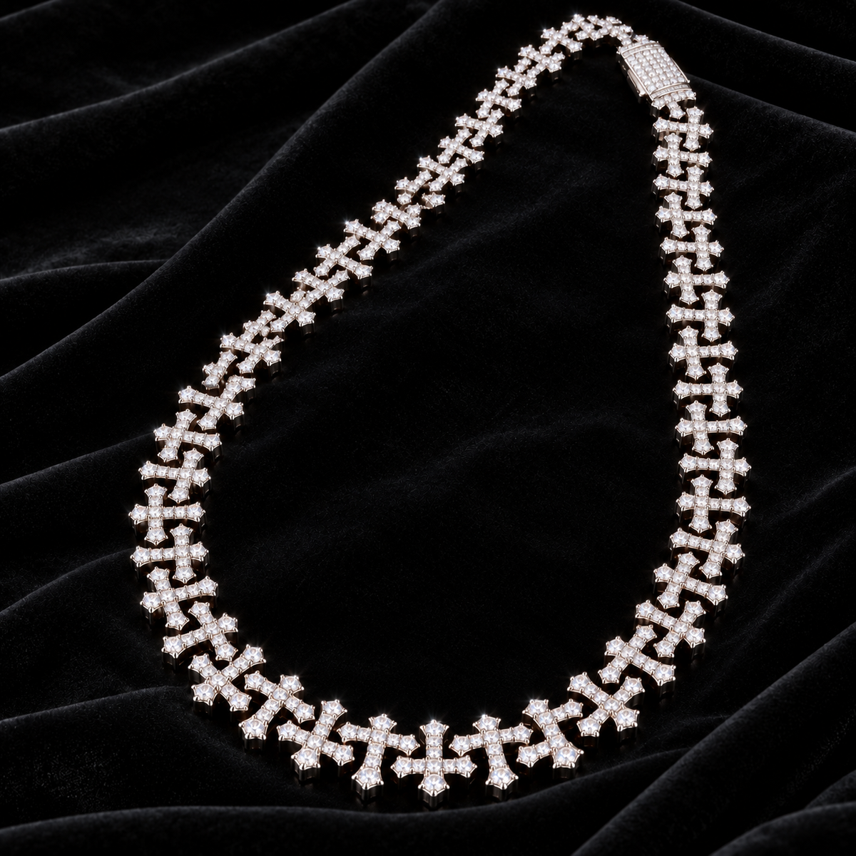 ICED CROSS LINK NECKLESS - SILVER
