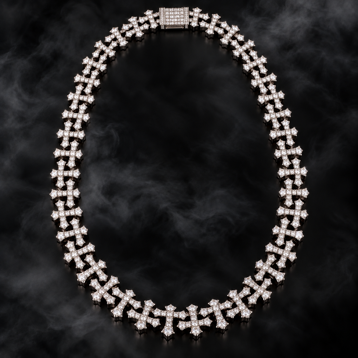 ICED CROSS LINK NECKLESS - SILVER