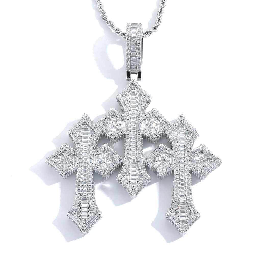 Heavy Triple Cross Pendant - Silver【無料チェーン付属】