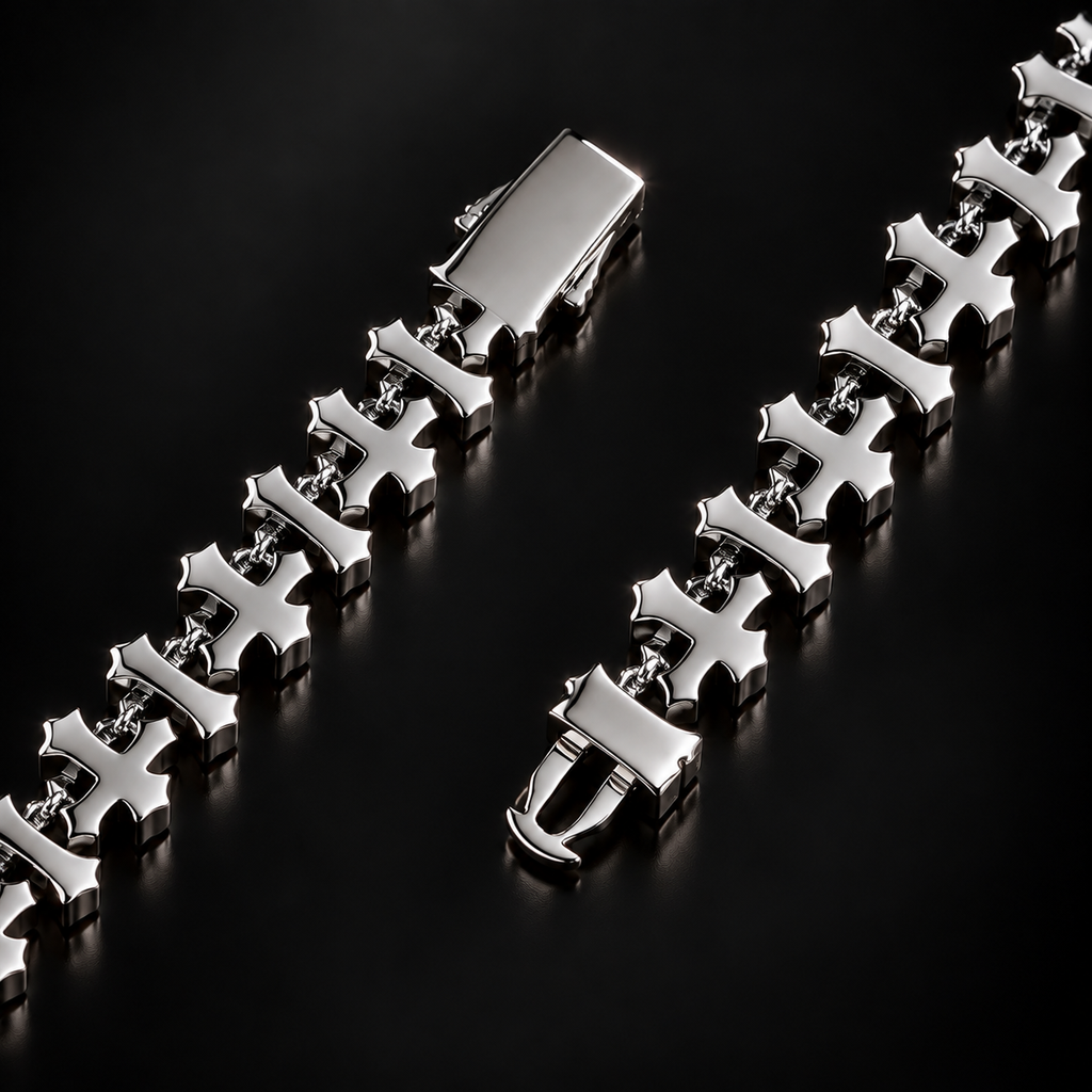 ICED CROSS LINK NECKLESS - SILVER
