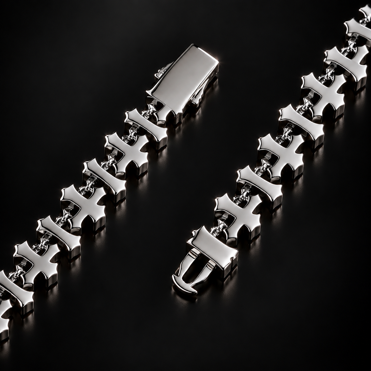 ICED CROSS LINK NECKLESS - SILVER